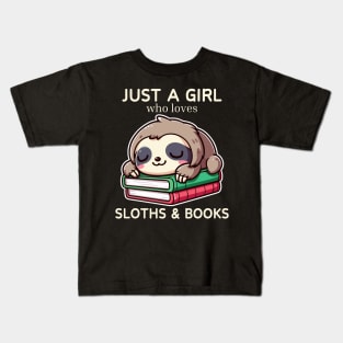 Just a girl who loves sloths and books Reader Kids T-Shirt